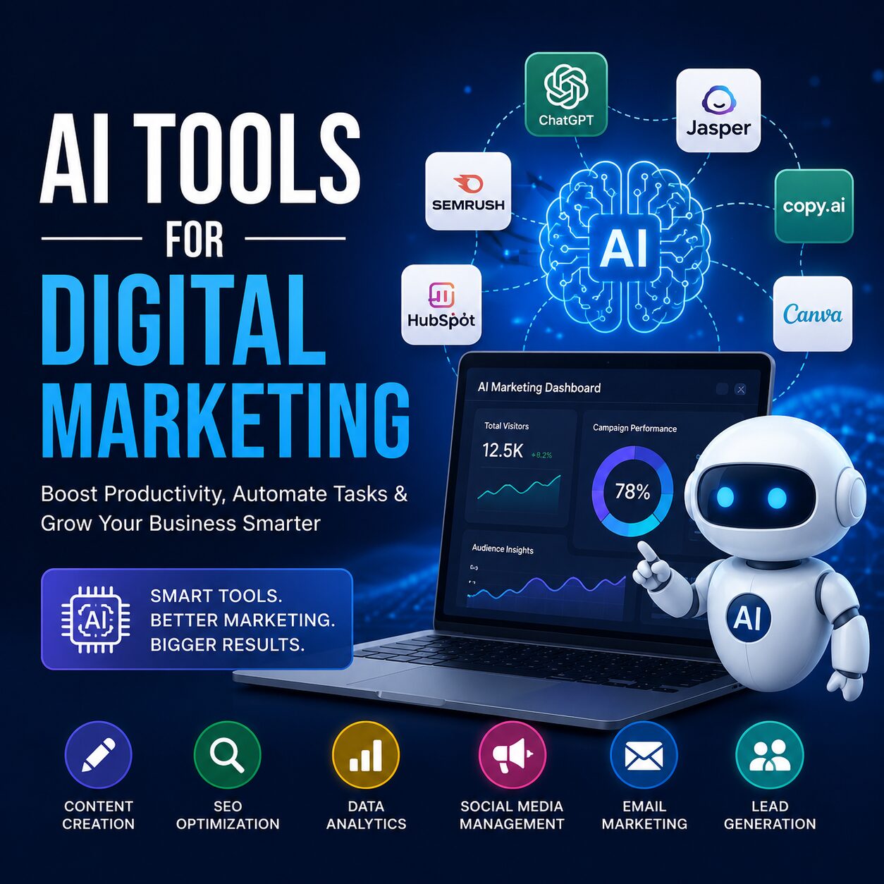 AI Tools for Digital Marketing - Best AI Marketing Tools for SEO, Content Creation and Lead Generation
